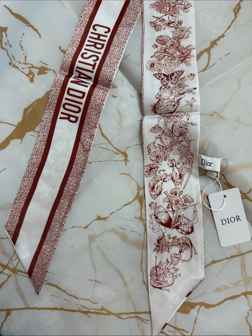 Dior mitzah scarf Brown 100% silk new with tag AMAZING - Picture 3 of 7